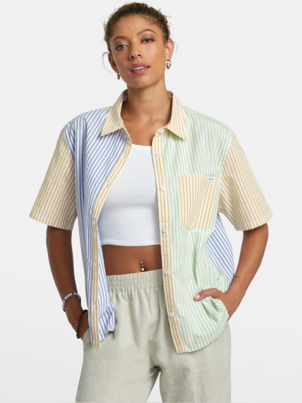 RVCA Nauti Shirt - Short Sleeve Shirt for Women - Small